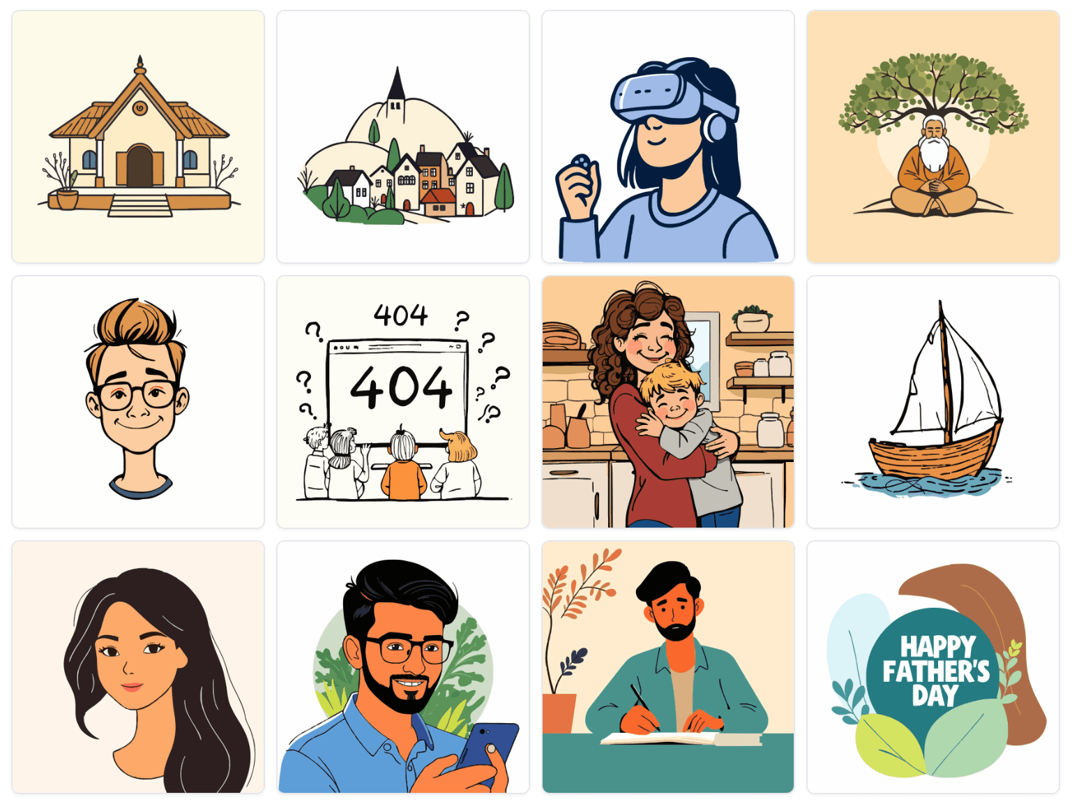 Different illustration styles preview