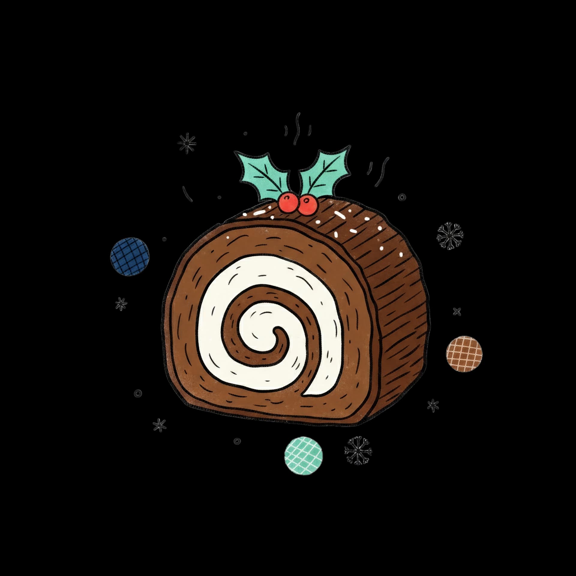 Yule Log Cake Slice