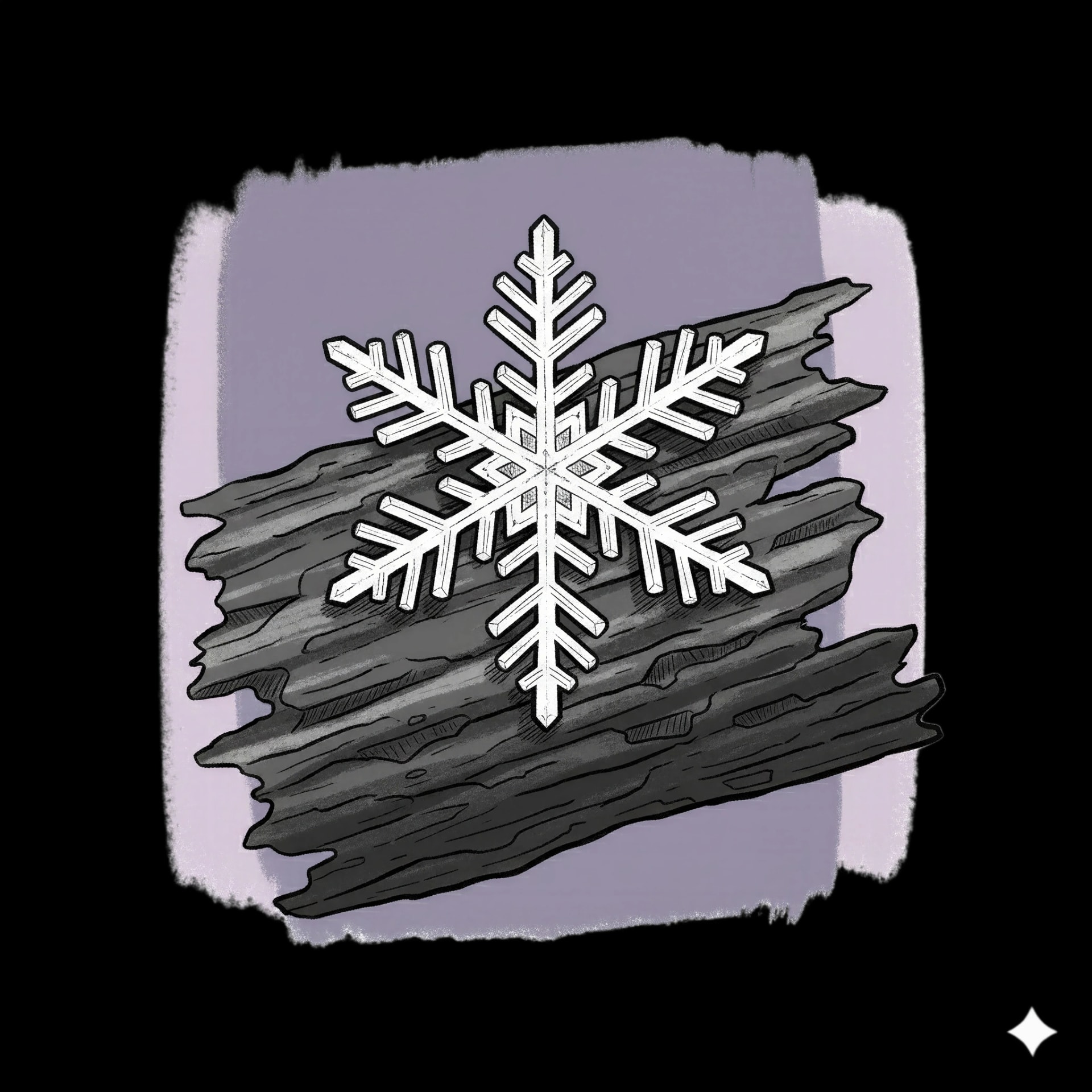 Snowflake on Bark