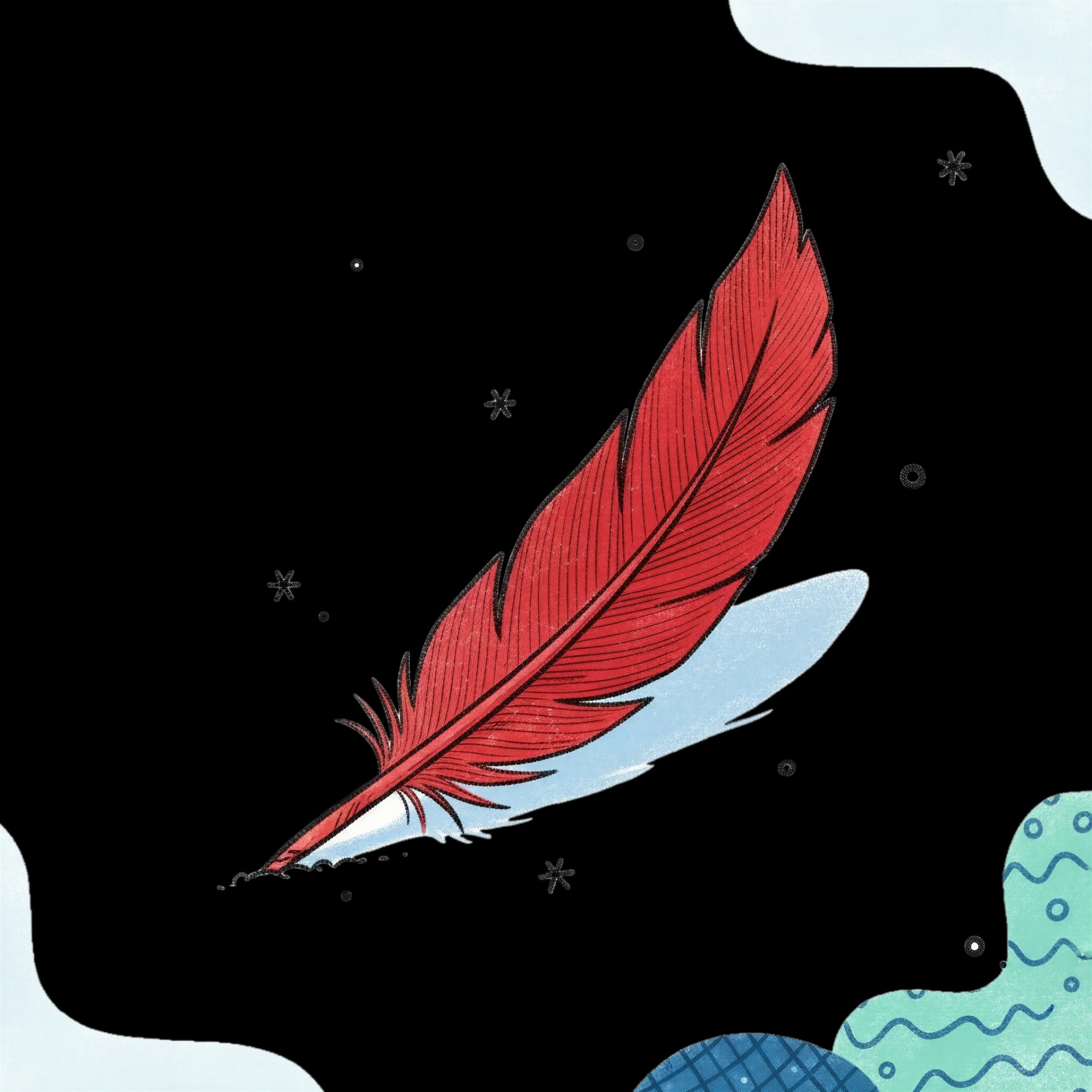 Red Feather in Snow